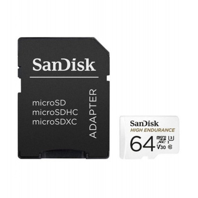 microSDXC (UHS-1 U3) SanDisk Max Endurance 64Gb Class 10 V30 (R100Mb/sW40Mb/s) (adapterSD) (SDSQQVR-064G-GN6IA) - изображение 1