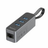 USB-Hub Baseus Steel Cannon Series USB A to USB3.0*3+RJ45 HUB Adapter Dark gray - зображення 2
