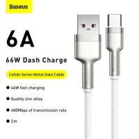 Кабель Baseus Cafule Series Metal Data Cable USB to Type-C 66W 2m White (Колір Білий) - фото № 7
