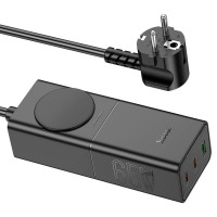Мережевий зарядний пристрій HOCO NS4 Sharp PD65W(2C1A) desktop socket(EU/GER) Black (Колір Черный) - фото № 3