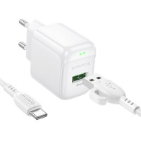 Мережевий зарядний пристрій BOROFONE BAS42A Potential single-port QC3.0 charger set(Type-C) 18W White (Цвет Белый) - фото № 2