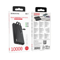 Зовнішній акумулятор BOROFONE BJ57 Graceful 22.5W+PD20W fully compatible power bank with cable (10000mAh) Black (Цвет 7073) - фото № 6