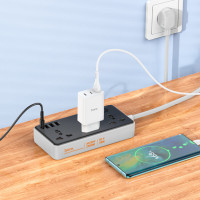 Мережевий подовжувач HOCO AC8A Storm 3-position socket(PD30W/1C3A) Black (Цвет Черный) - фото № 4
