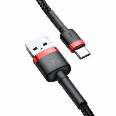 Кабель Baseus Cafule Cable USB For Type-C 3A 0,5м Красный+Черный (CATKLF-A91) - изображение 2