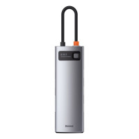 USB-хаб Baseus Metal Gleam Series 8-in-1 Multifunctional Type-C HUB Docking Station Gray（Type-C to HDMI*1+USB3.0*3+PD*1+RJ45*1+SD/TF*1) (Колір Gray), Атикул k40142 |  купить на VILKI.NET - фото № 1