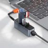 USB-Hub Baseus Steel Cannon Series USB A to USB3.0*3+RJ45 HUB Adapter Dark gray - зображення 3