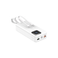 Зовнішній акумулятор REMAX Suji Series PD 20W+QC 22.5W  Fast Charging Cabled Power Bank 30000mAh  RPP-550 White