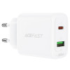 Мережевий зарядний пристрій ACEFAST A25 PD20W (USB-C+USB-A) dual port charger White - зображення 2