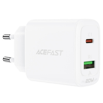 Мережевий зарядний пристрій ACEFAST A25 PD20W (USB-C+USB-A) dual port charger White - изображение 2
