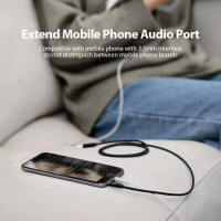 Аудіокабель подовжувач Vention Cotton Braided 3.5mm Audio Extension Cable 0.5M Black Metal Type (Цвет Black) - фото № 2