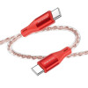 Кабель BOROFONE BX96 Ice crystal 60W silicone charging data cable Type-C to Type-C Red (BX96CCR) - зображення 2
