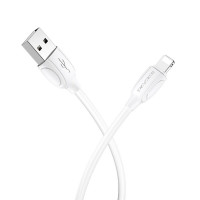Кабель BOROFONE BX19 USB to iP 2.4A, 1m, PVC, TPE connectors, White (Цвет 7068) - фото № 2