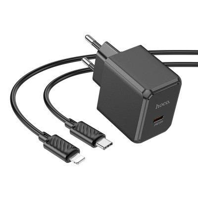 Мережевий зарядний пристрій HOCO CS13A Ocean single port PD20W charger set(C to iP) Black - изображение 3
