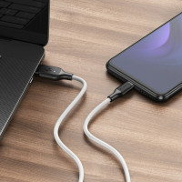 Кабель BOROFONE BX42 USB to Type-C 3A, 1m, silicone, TPE connectors, White (Цвет 7068) - фото № 2