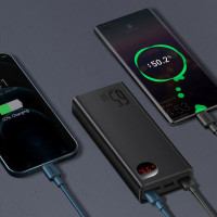 Зовнішній акумулятор Baseus Adaman Metal Digital Display Quick Charge Power Bank 20000mAh 65W Black (Цвет 7073) - фото № 4