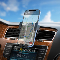Автотримач для телефона HOCO CA103 vertical and horizontal air outlet gravity car holder Black Metal Gray (Цвет Black Metal Grey) - фото № 8