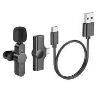 Бездротова мікрофонна система BOROFONE BFK12 Trophy lavalier wireless digital microphone Type-C Black (Колір Черный) - фото № 5