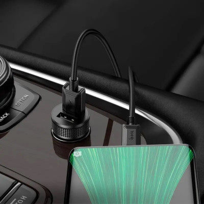 Автомобільний зарядний пристрій HOCO Z49 Level dual port car charger set(Micro) Black (6931474795649) - зображення 5