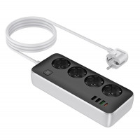 Мережевий подовжувач HOCO AC22 Sunlight 4-bit(PD30W/1C3A) desktop socket(EU/GER) Black (Цвет Черный) - фото № 4