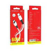Кабель BOROFONE BX79 Type-C to Type-C 3A,60W, 1m, silicone, silicone connectors, White (Колір Белый) - фото № 4