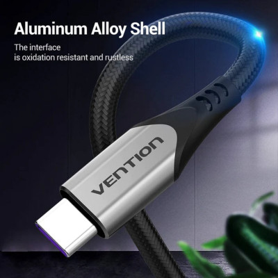 Кабель Vention USB-C — USB 2.0-A Кабель для быстрой зарядки, длина 1,5 м, серый алюминиевый сплав (COFHG) - изображение 8