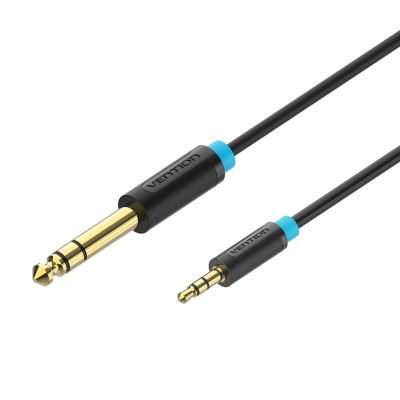 Кабель Vention 3.5mm TRS Male to 6.35mm Male Audio Cable 2M Black (BABBH) - изображение 1