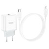 Мережевий зарядний пристрій HOCO C104A Stage single port PD20W charger set (C to iP)(EU) White (7068)- № 6