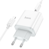 Мережевий зарядний пристрій HOCO C104A Stage single port PD20W charger set (C to iP)(EU) White