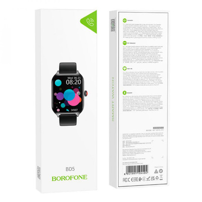 Смарт-годинник Borofone BD5 Smart sports watch(call version) Black - зображення 4