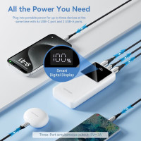 Зовнішній акумулятор Vention 20000mAh Power Bank (Micro-USB + USB-C + USB-A + USB-A) 22.5W White LED Display Type (Цвет White) - фото № 4