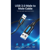 Кабель-подовжувач Vention USB 3.0 A Male to A Male  Cable 0.5M Black PVC Type (CONBD) (Цвет 7073) - фото № 3