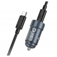 Автомобільний зарядний пристрій HOCO Z57 Glorious single-port PD30W car charger set (C to C) Metal Gray (Цвет Metal Gray) - фото № 3