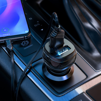 Автомобільний зарядний пристрій HOCO Z40 Superior dual port car charger set(Type-C) Black (6931474739711) - зображення 4