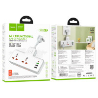 Мережевий подовжувач HOCO AC12 Reise 2-position expansion socket(PD30W/1C3A) (US) White (Цвет Белый) - фото № 5