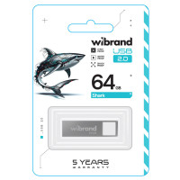 Флеш-накопичувач Wibrand USB 2.0 Shark 64Gb Silver (Цвет Серый) - фото № 2