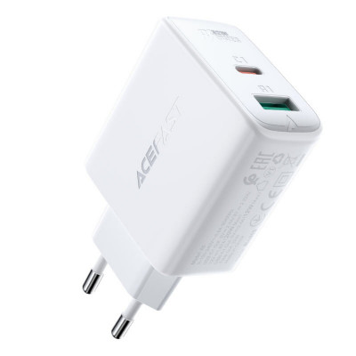 Мережевий зарядний пристрій ACEFAST A5 PD32W(USB-C+USB-A) dual port charger White - изображение 1
