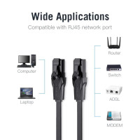Мережевий кабель Vention Flat Cat.6 UTP Patch Cable 0.75M Black (Колір 7073) - фото № 2