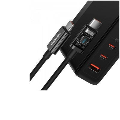 МЗП Baseus GaN5 Pro Fast Charger 2C+U 140W EU Black(With Superior Series Fast Charging Data Cable Type-C to Type-C 240W（48V/5A） 1m  Black) (CCGP100201) - зображення 4