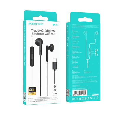 Навушники BOROFONE BM82 Art music digital earphones with mic Type-C Black (BM82CB) - изображение 5