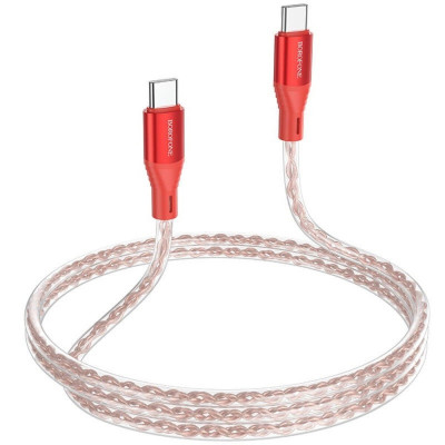 Кабель BOROFONE BX96 Ice crystal 60W silicone charging data cable Type-C to Type-C Red (BX96CCR) - зображення 3
