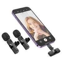 Бездротова мікрофонна система BOROFONE BFK15 Dual-mic lavalier wireless digital microphone (iP/Type-C) Black (Цвет 7073) - фото № 5