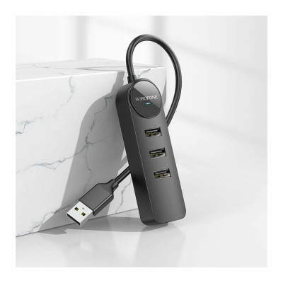 Адаптер Borofone DH5 Erudite Адаптер 4-в-1(USB to USB2.0*4)(L=0.2M) Черный (6941991104176) - изображение 3