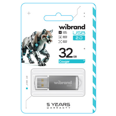 Flash Wibrand USB 2.0 Cougar 32Gb Silver - изображение 2