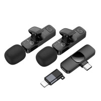 Бездротова мікрофонна система BOROFONE BFK15 Dual-mic lavalier wireless digital microphone (iP/Type-C) Black (Цвет 7073) - фото № 3