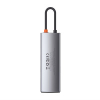 USB-хаб Baseus Metal Gleam Series 8-in-1 Multifunctional Type-C HUB Docking Station Gray（Type-C to HDMI*1+USB3.0*3+PD*1+RJ45*1+SD/TF*1) (Колір Gray) - фото № 6