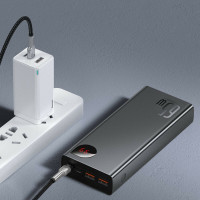 Зовнішній акумулятор Baseus Adaman Metal Digital Display Quick Charge Power Bank 20000mAh 65W Black (Цвет 7073) - фото № 3