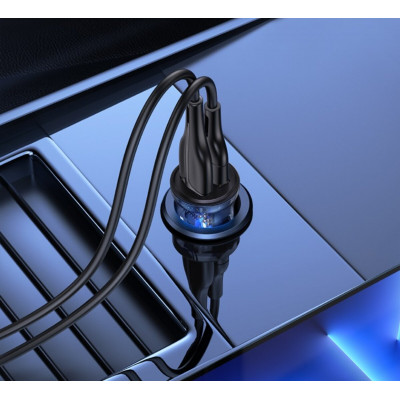 АЗП Usams US-CC162 C31 Прозрачное автомобильное мини-зарядное устройство с двумя USB-портами A+A, 15 Вт (CC162CC01) - изображение 5