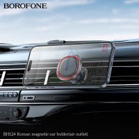 Автотримач для телефона BOROFONE BH124 Roman magnetic car holder (air outlet) Black and Red (Цвет Black-Red) - фото № 7