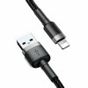 Кабель Baseus Cafule Cable USB For iP 2A 3m Серый+Черный - изображение 3