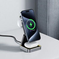 Бездротовий зарядний пристрій ACEFAST E20 desktop 3-in-1 wireless charging holder Black (Колір 7073) - фото № 6